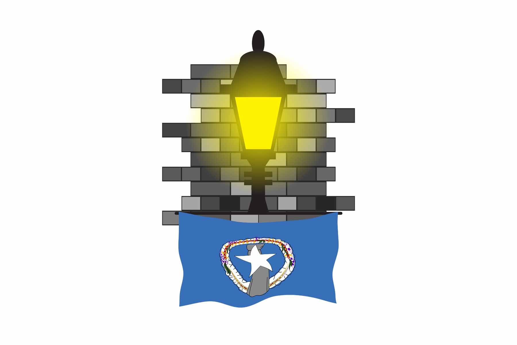 Northern Mariana Islands Town Street Lamp Bricks Sticker & Magnet