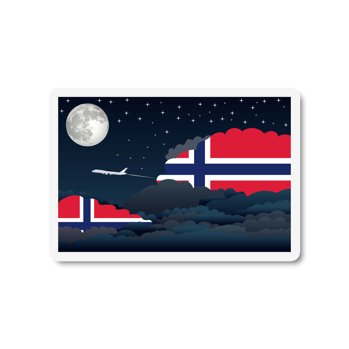 Norway Airplane Night Clouds Sticker & Magnet