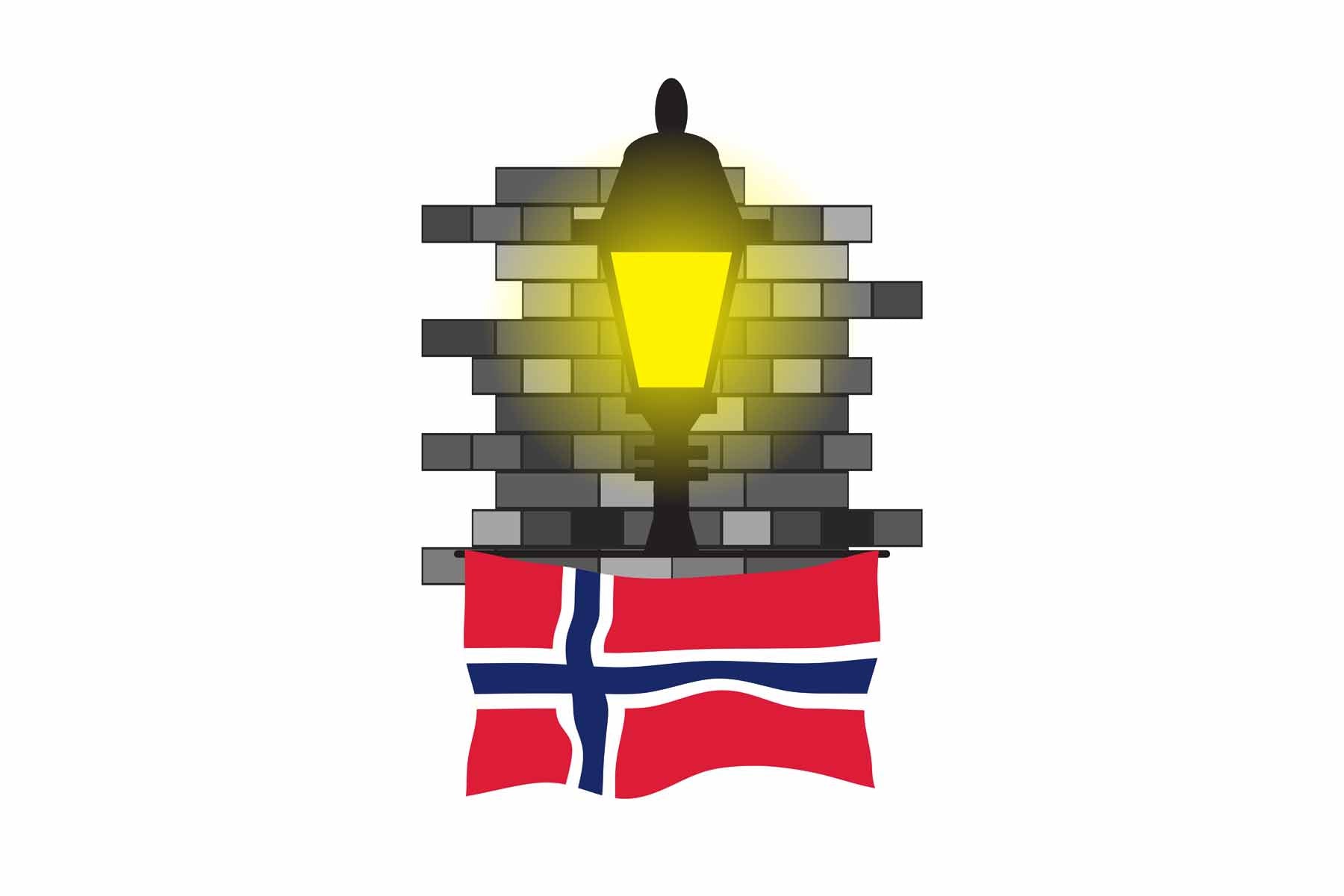 Norway Town Street Lamp Bricks Sticker & Magnet