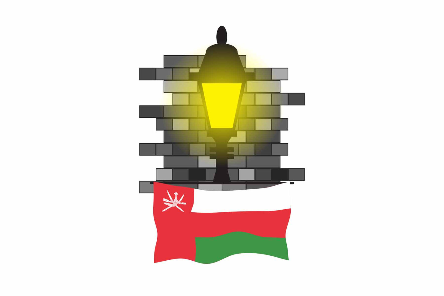 Oman Town Street Lamp Bricks Sticker & Magnet