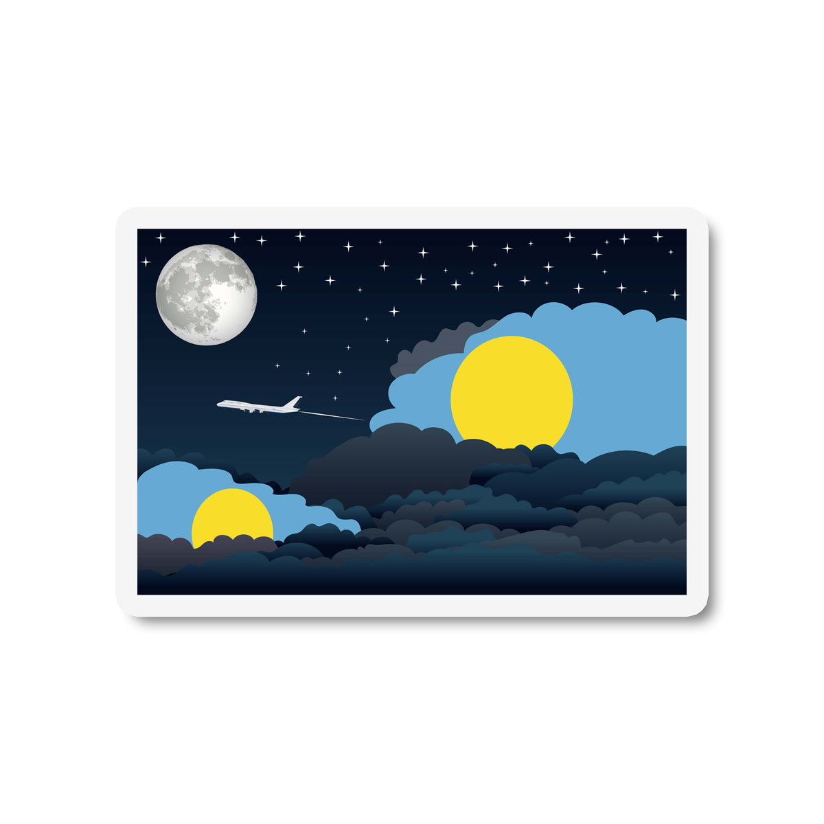 Palau Airplane Night Clouds Sticker & Magnet