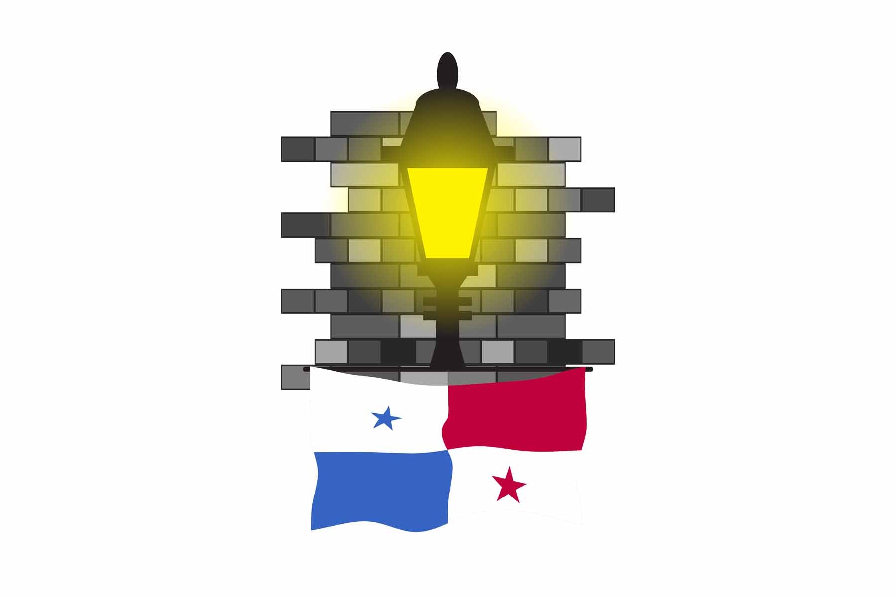 Panama Town Street Lamp Bricks Sticker & Magnet