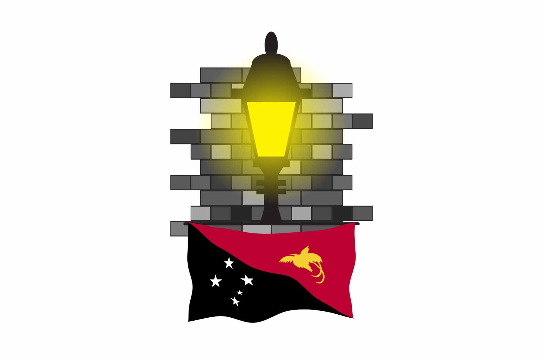 Papua New Guinea Town Street Lamp Bricks Sticker & Magnet