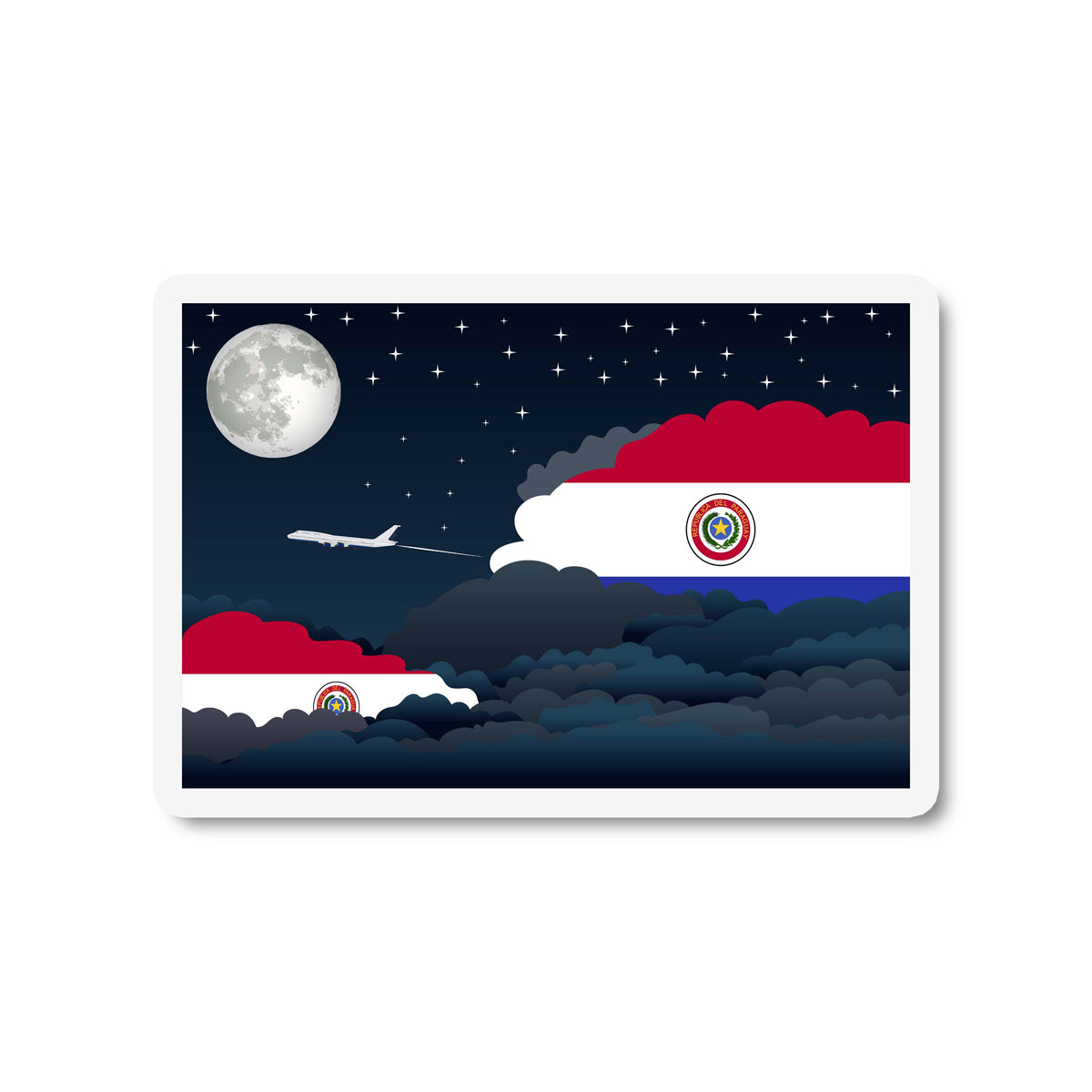 Paraguay Airplane Night Clouds Sticker & Magnet