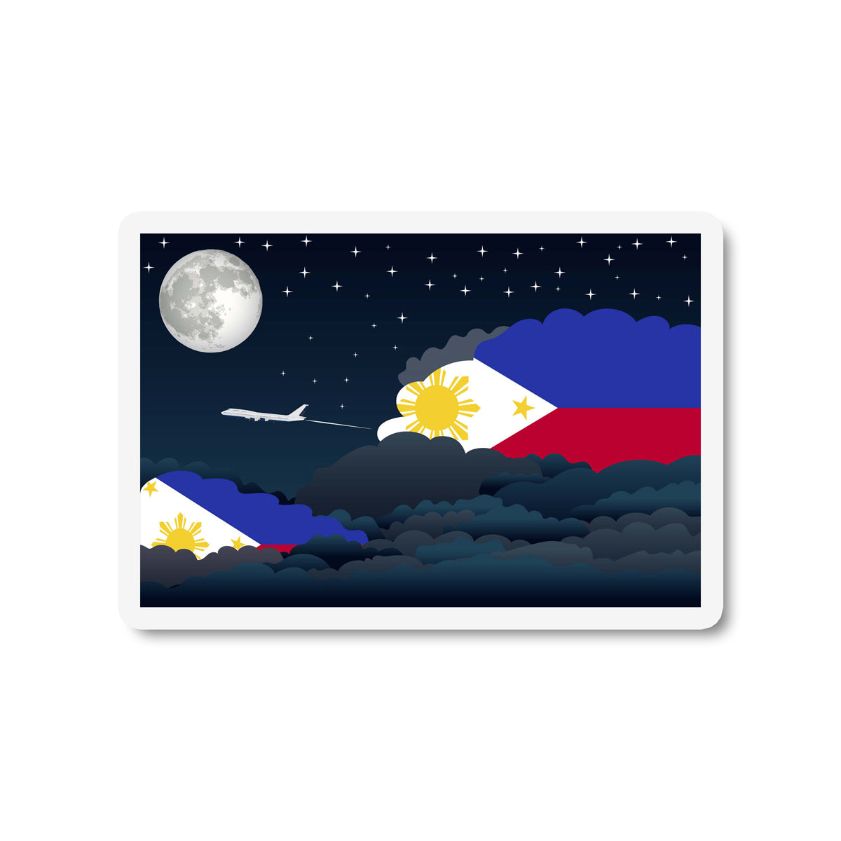 Philippines Airplane Night Clouds Sticker & Magnet