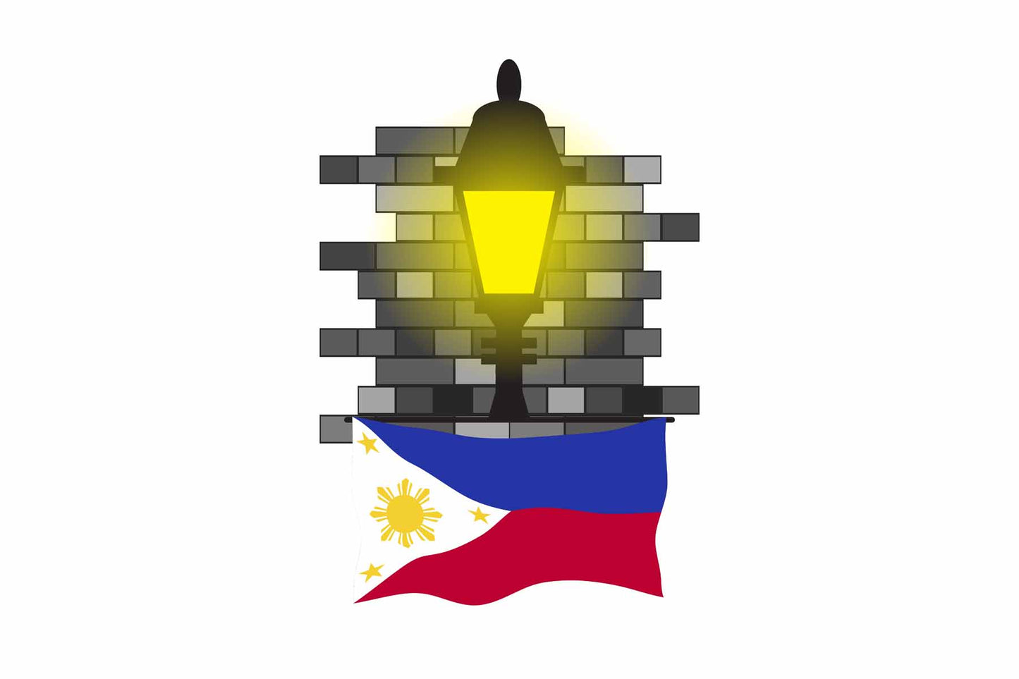 Philippines Town Street Lamp Bricks Sticker & Magnet