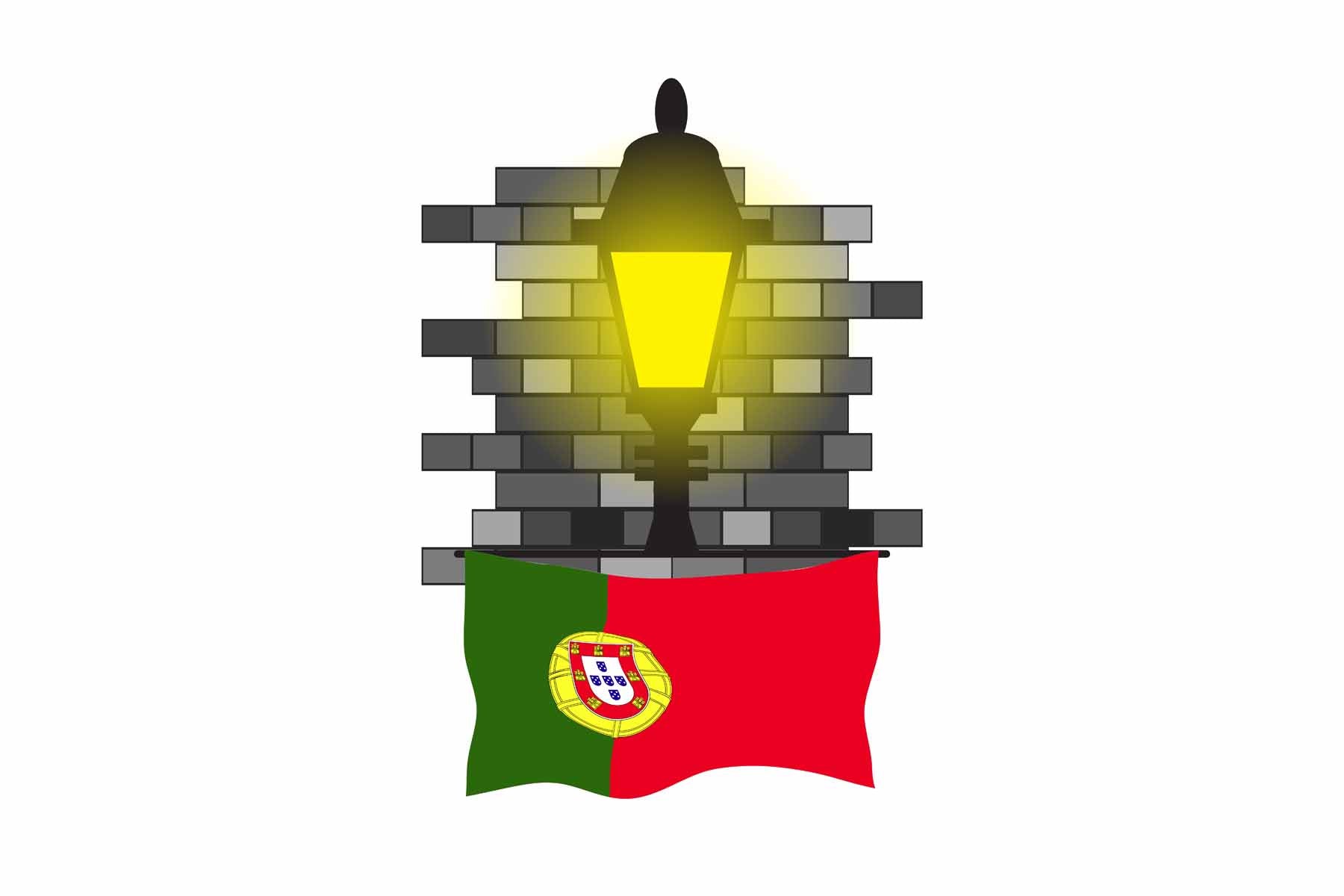 Portugal Town Street Lamp Bricks Sticker & Magnet