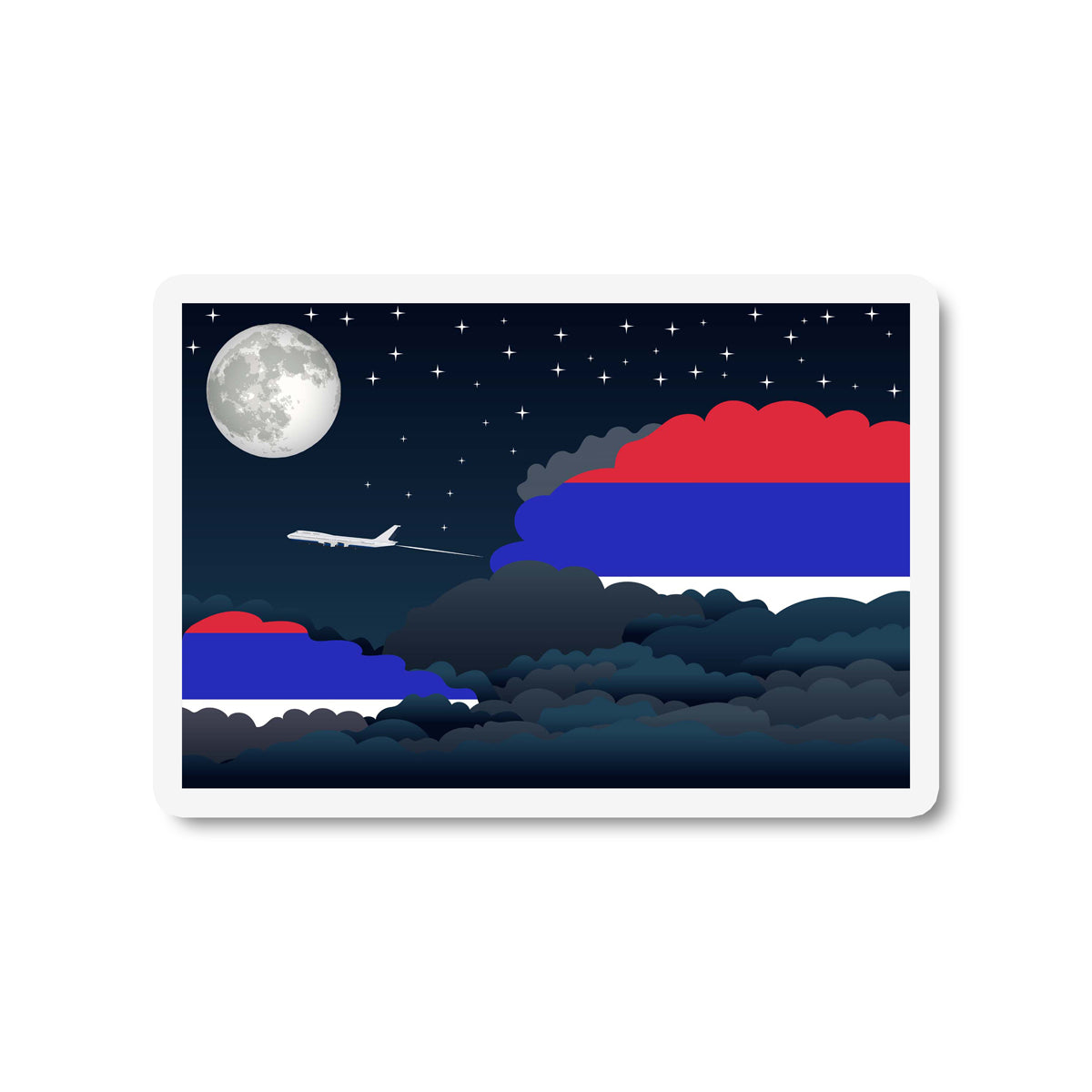 Republika Srpska Airplane Night Clouds Sticker & Magnet