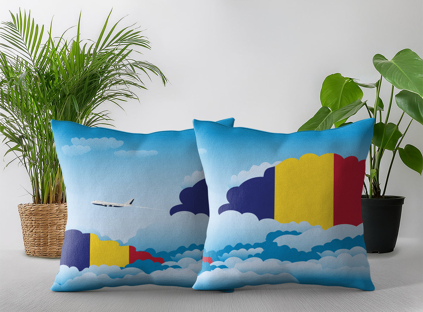 Romania World Airplane Day Clouds Square & Rectangle Pillow Cases | Aviation Decorative Pillow Covers