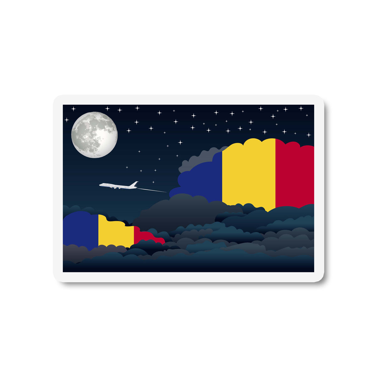 Romania Airplane Night Clouds Sticker & Magnet