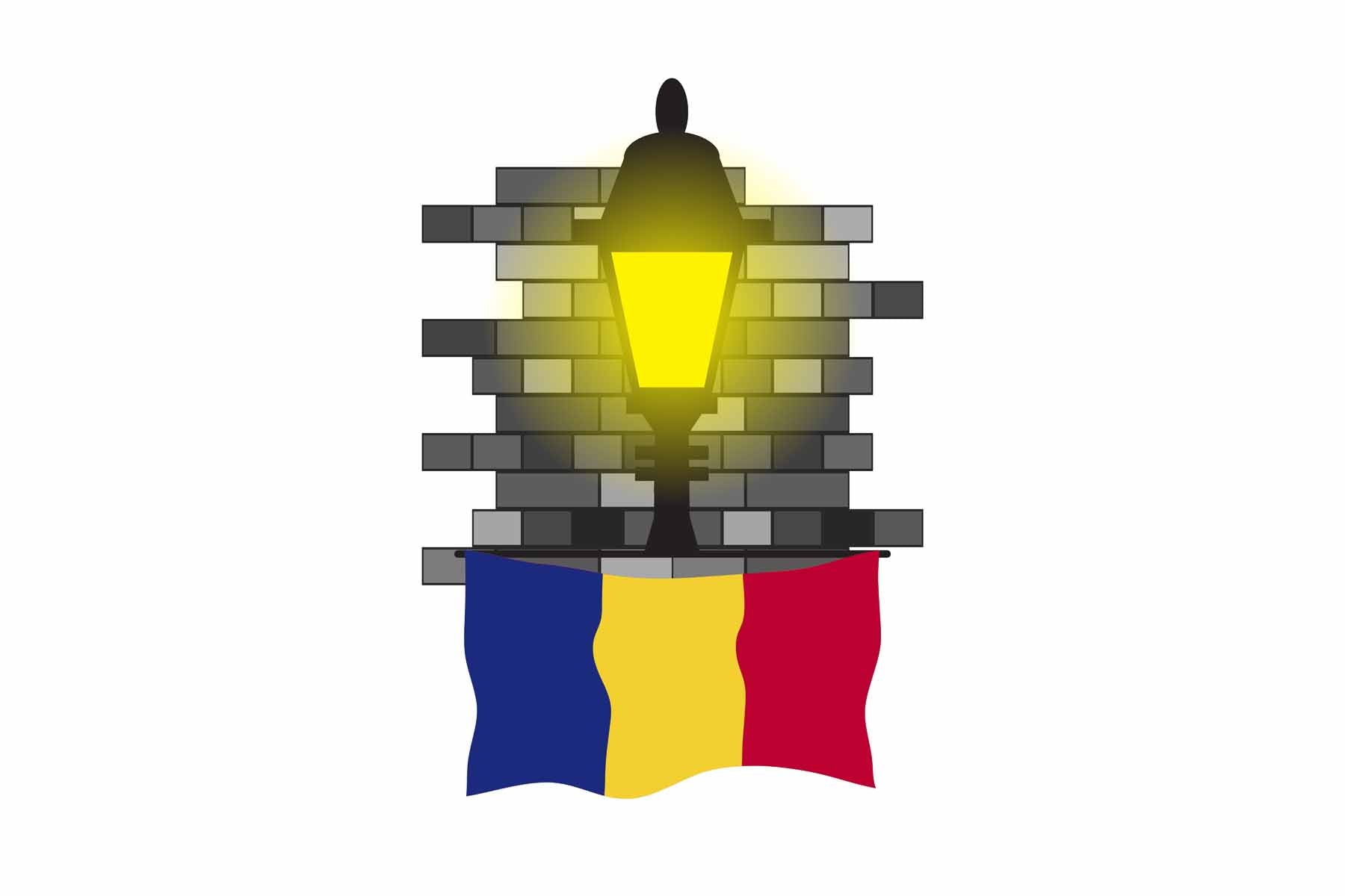 Romania Town Street Lamp Bricks Sticker & Magnet