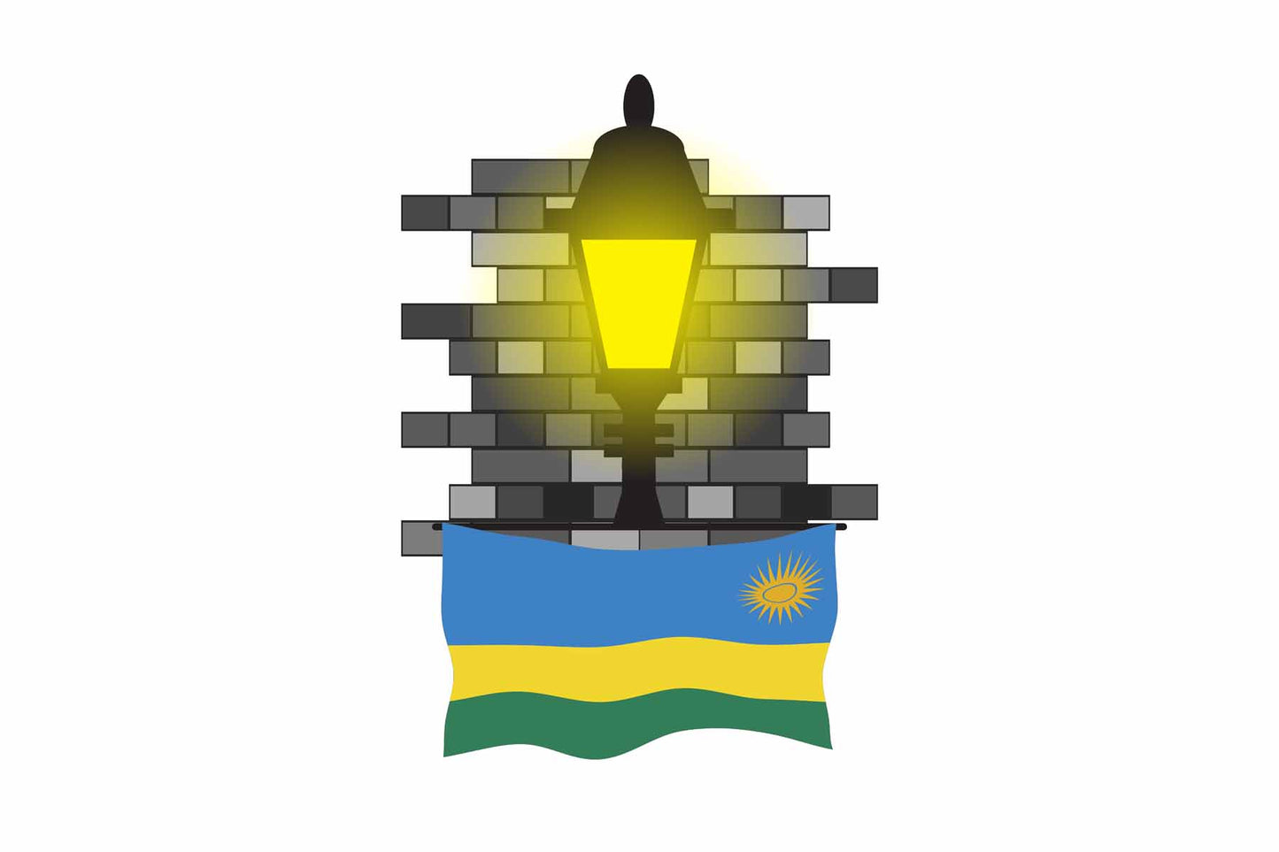 Rwanda Town Street Lamp Bricks Sticker & Magnet