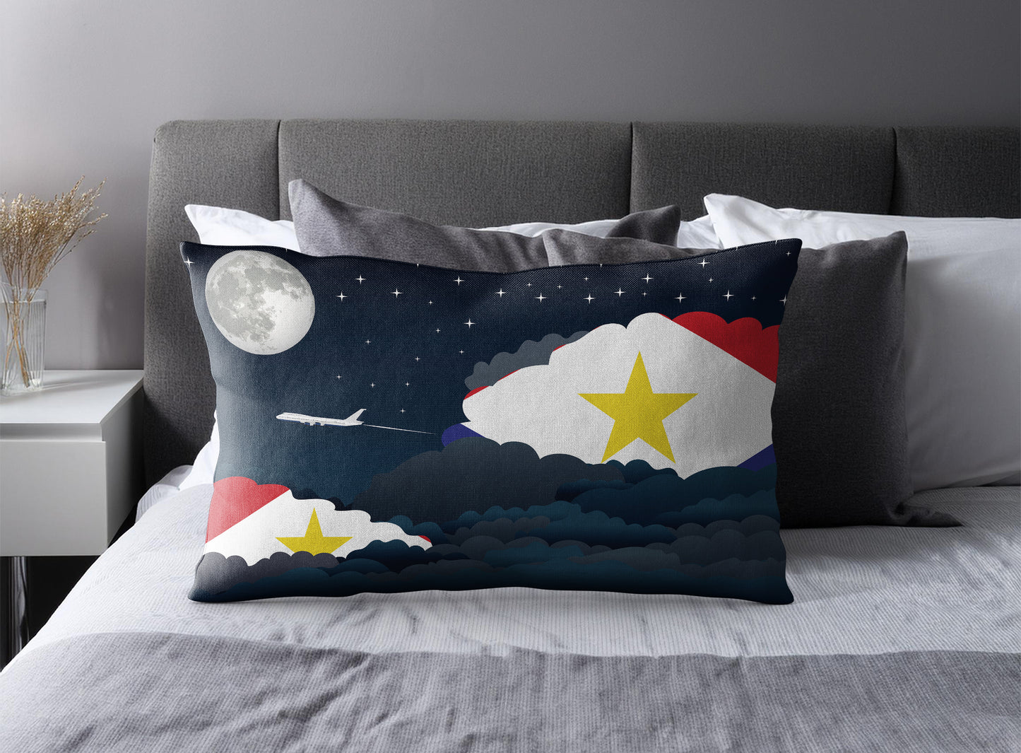 Saba World Airplane Night Clouds Square & Rectangle Pillow Cases | Aviation Night Sky Pillow Covers