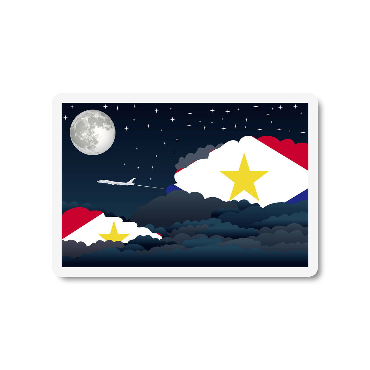 Saba Airplane Night Clouds Sticker & Magnet