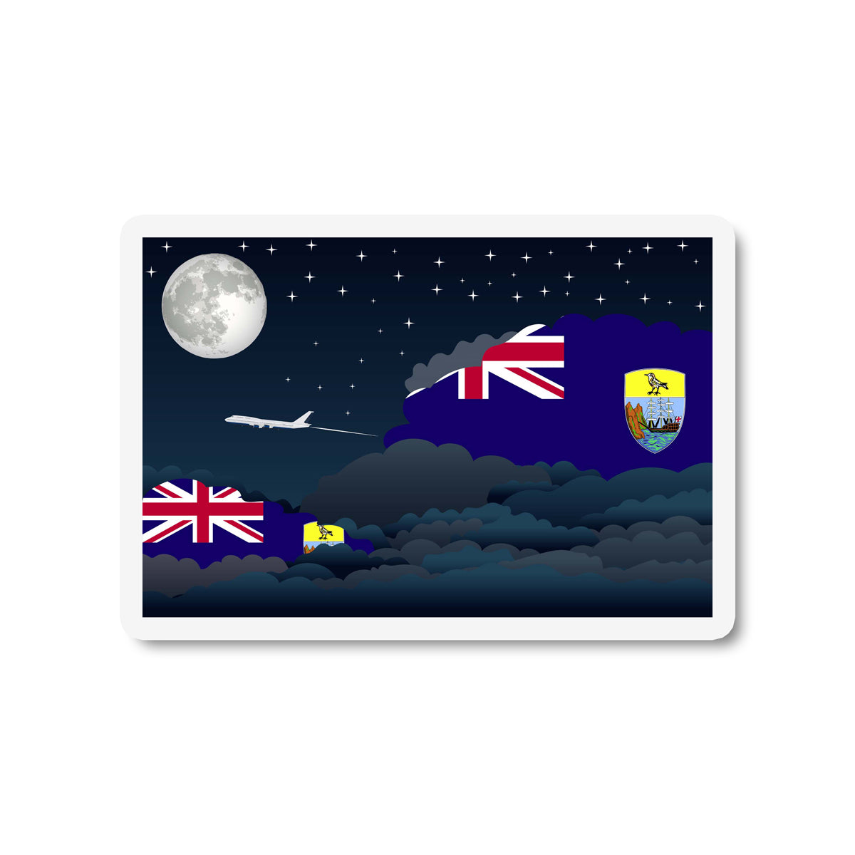 Saint Helena Airplane Night Clouds Sticker & Magnet