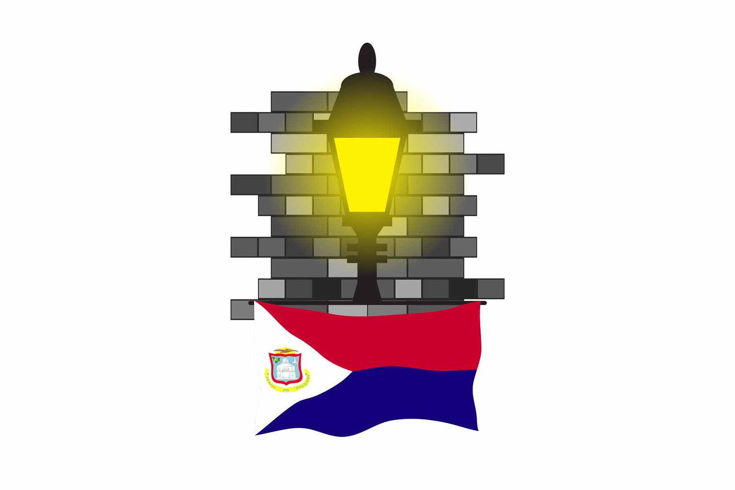 Saint Martin Town Street Lamp Bricks Sticker & Magnet