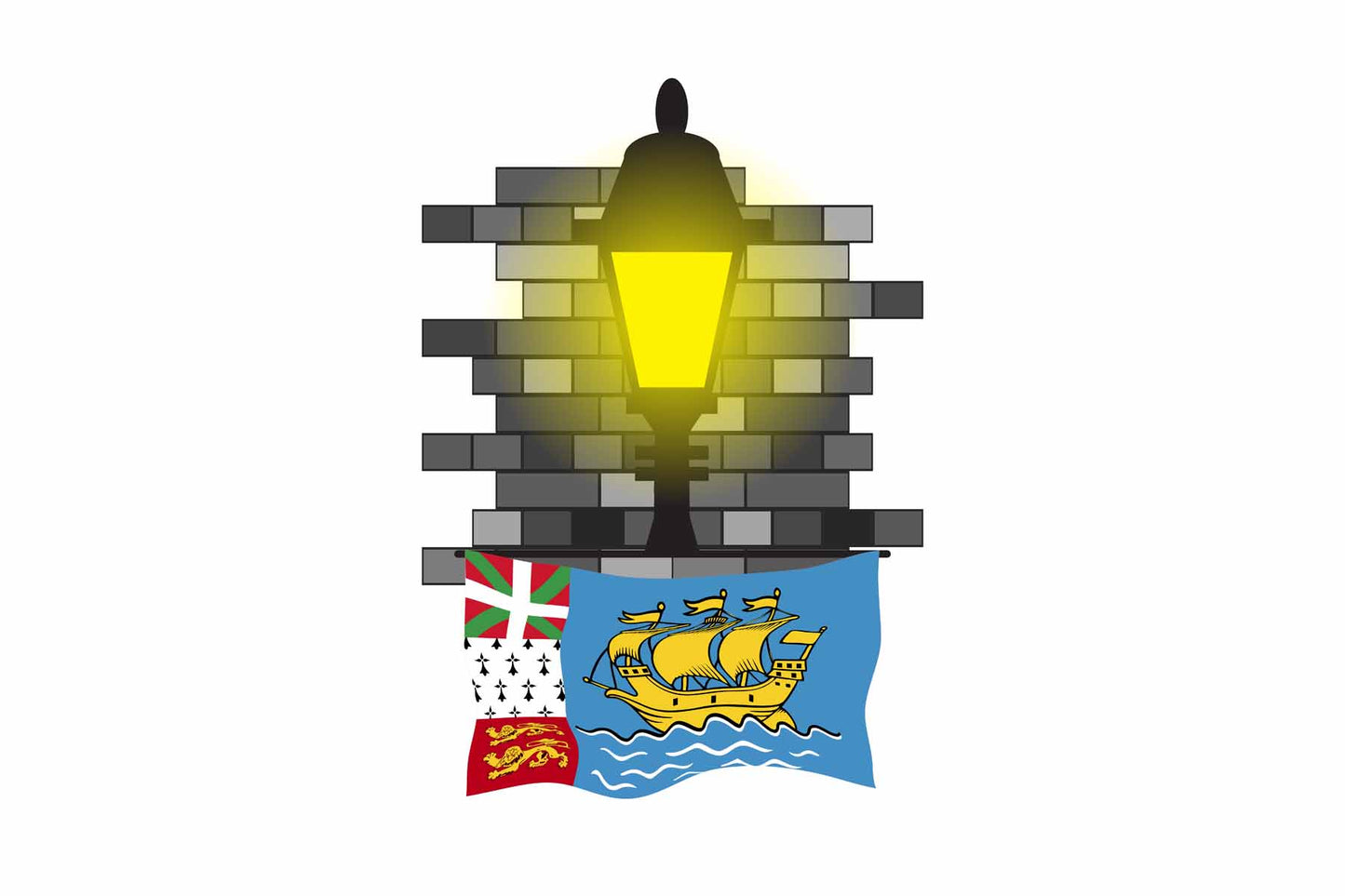 Saint Pierre and Miquelon Town Street Lamp Bricks Sticker & Magnet