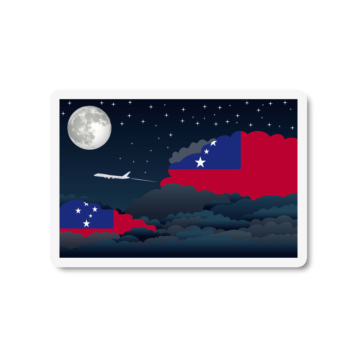 Samoa Airplane Night Clouds Sticker & Magnet
