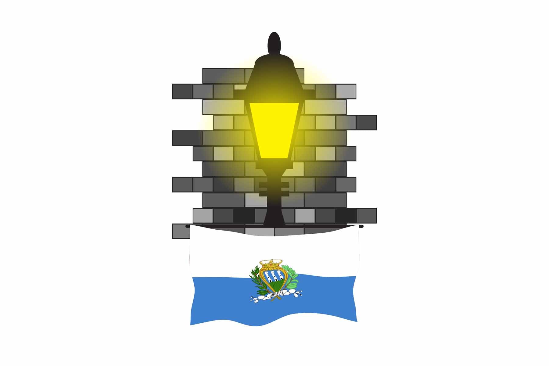 San Marino Town Street Lamp Bricks Sticker & Magnet