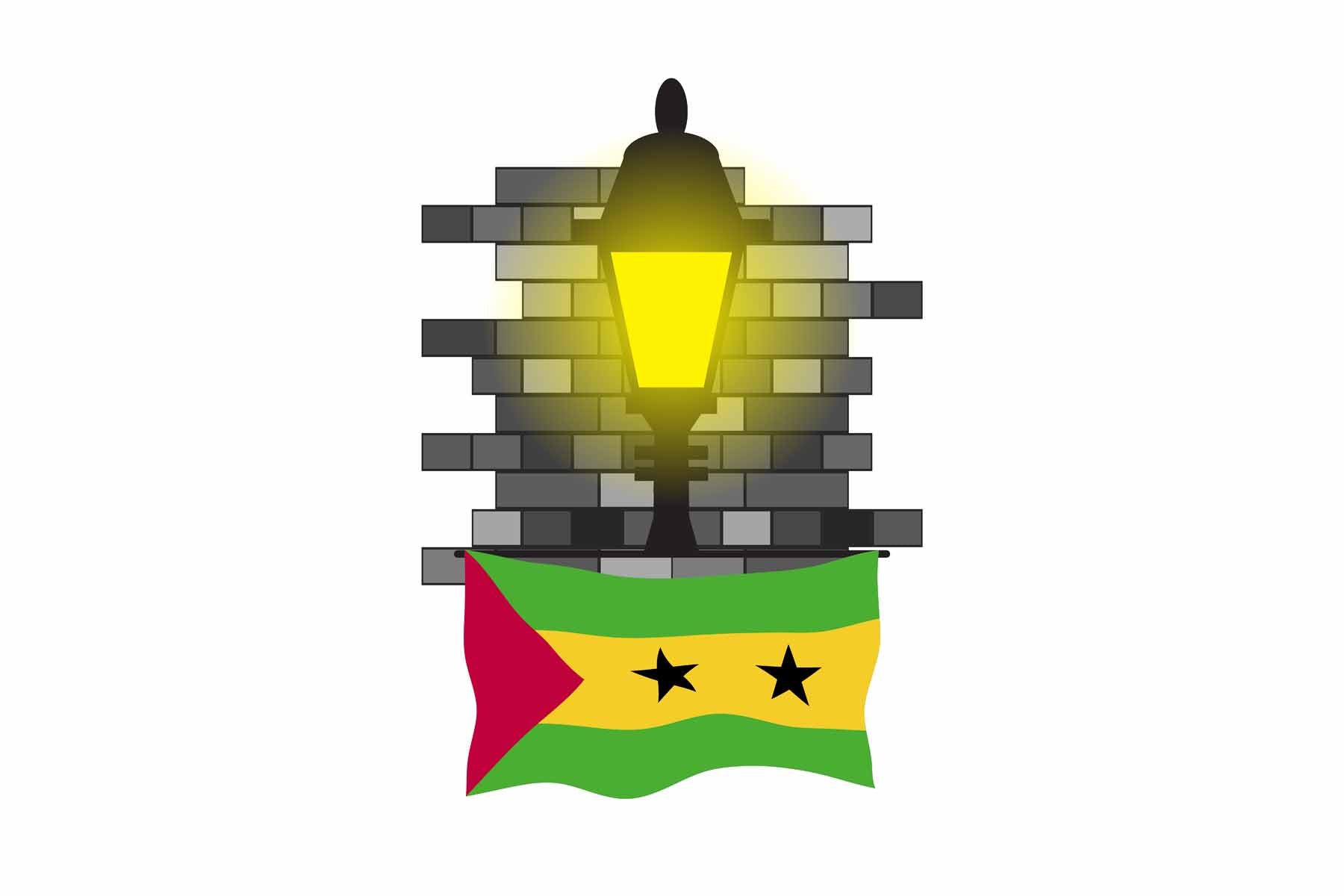 Sao Tome and Principe Town Street Lamp Bricks Sticker & Magnet