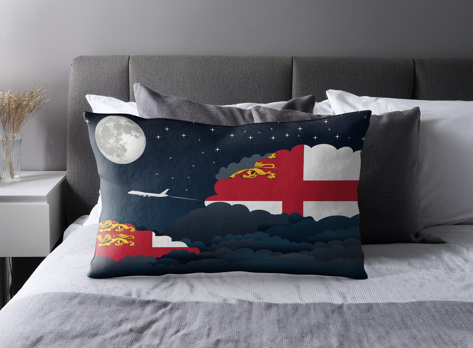 Sark World Airplane Night Clouds Square & Rectangle Pillow Cases | Aviation Night Sky Pillow Covers