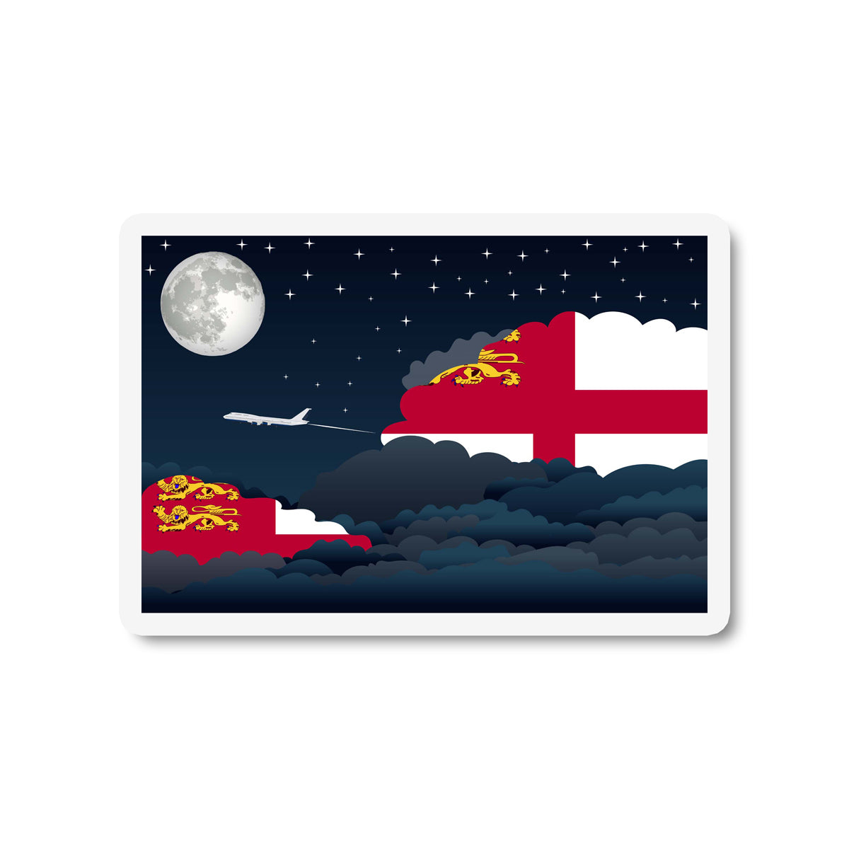 Sark Airplane Night Clouds Sticker & Magnet