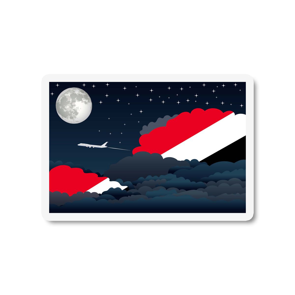 Sealand, Principality of Airplane Night Clouds Sticker & Magnet