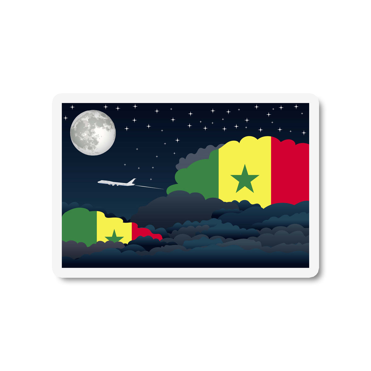 Senegal Airplane Night Clouds Sticker & Magnet