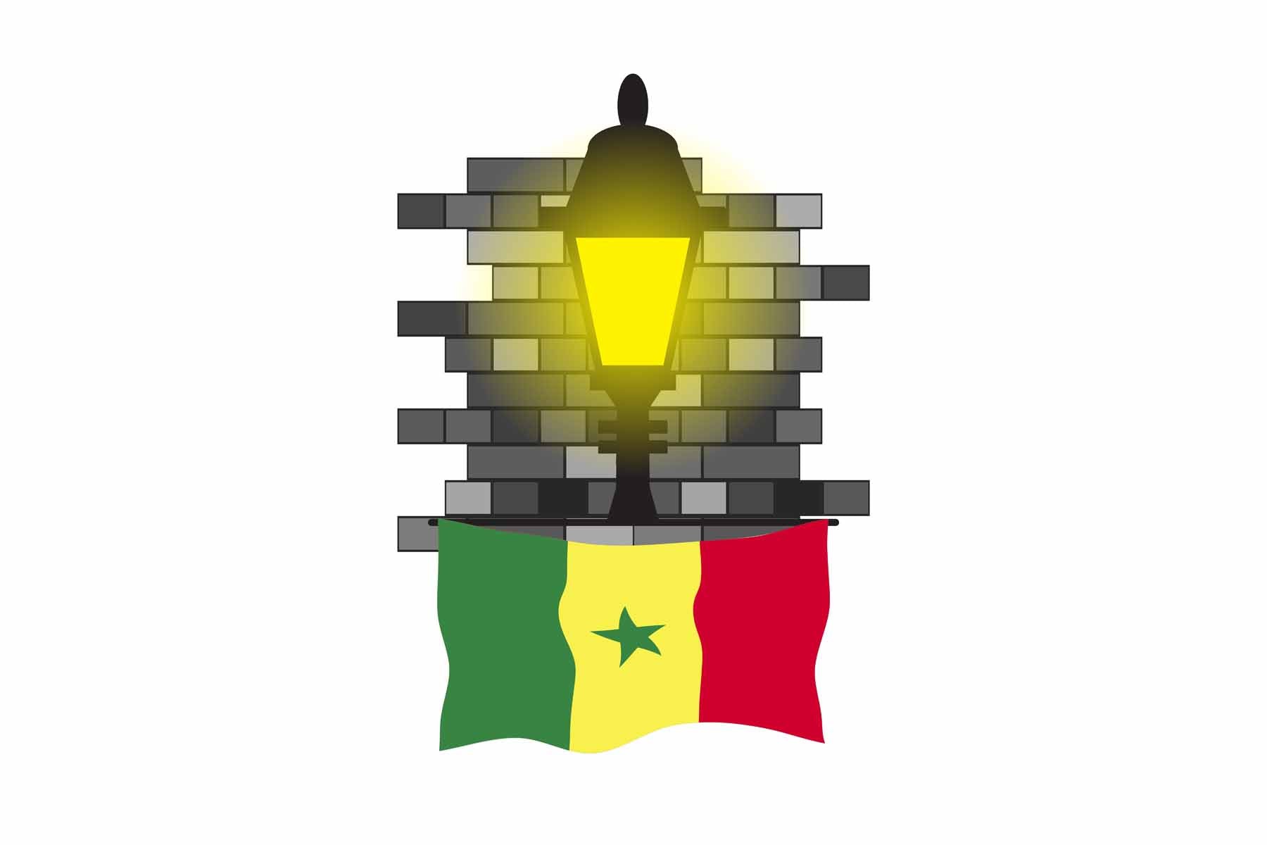Senegal Town Street Lamp Bricks Sticker & Magnet