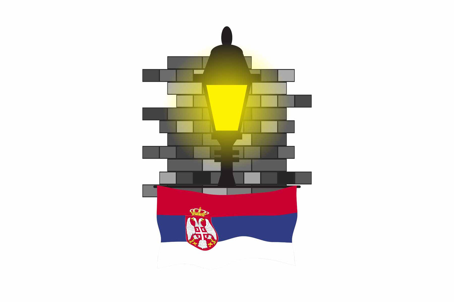 Serbia Town Street Lamp Bricks Sticker & Magnet