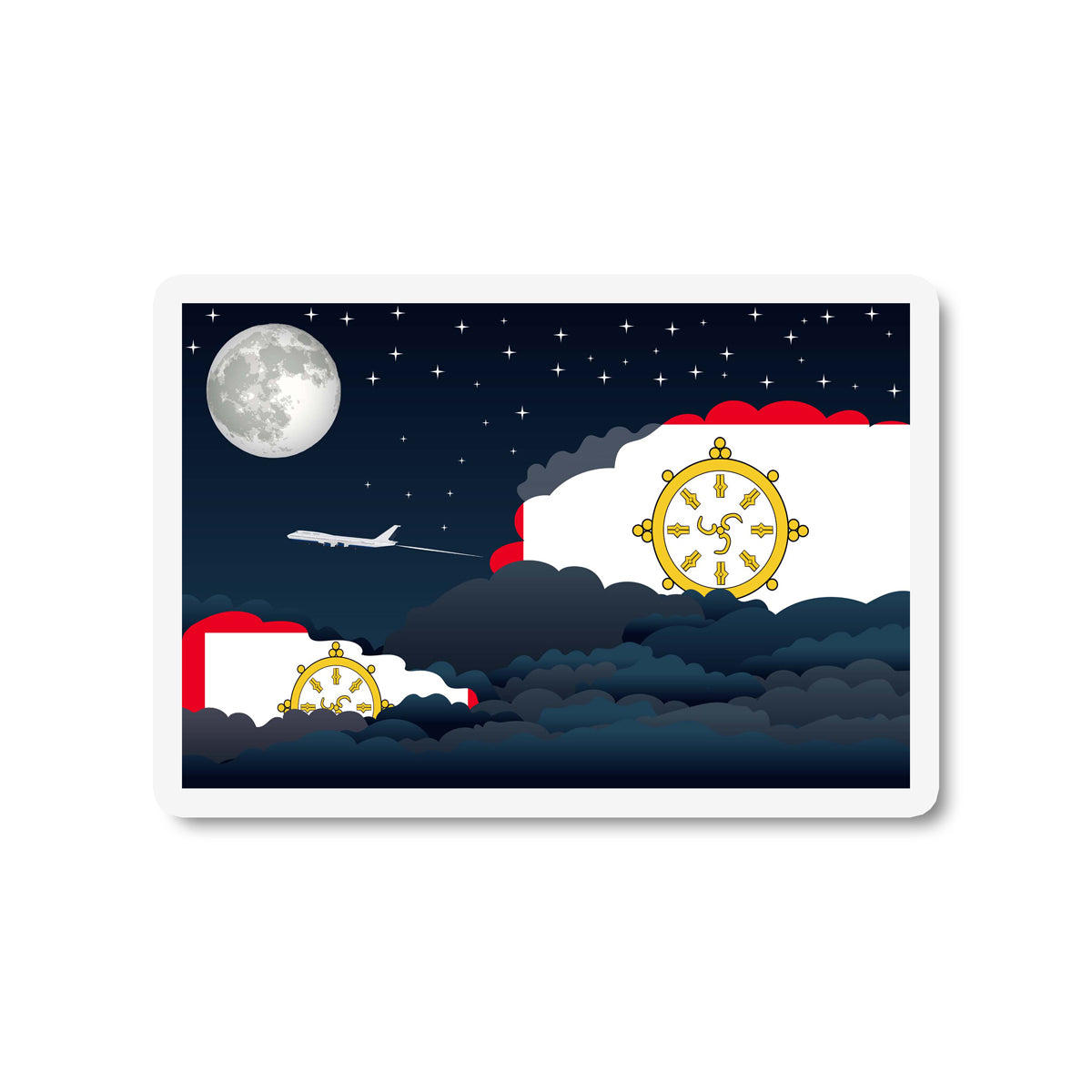 Sikkim Airplane Night Clouds Sticker & Magnet