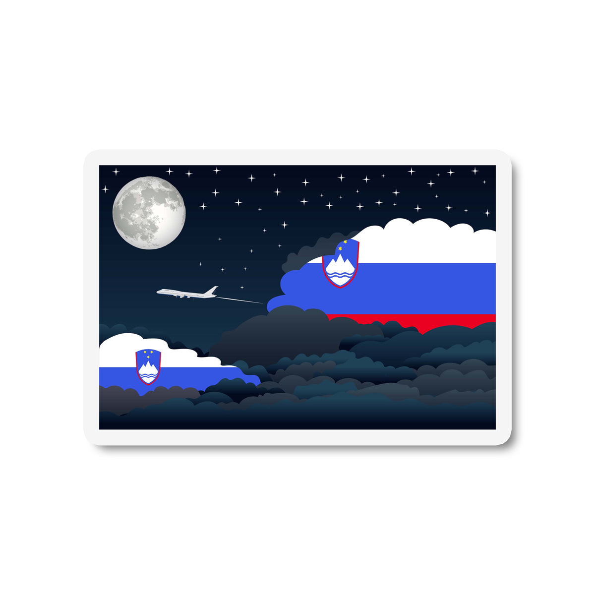 Slovenia Airplane Night Clouds Sticker & Magnet