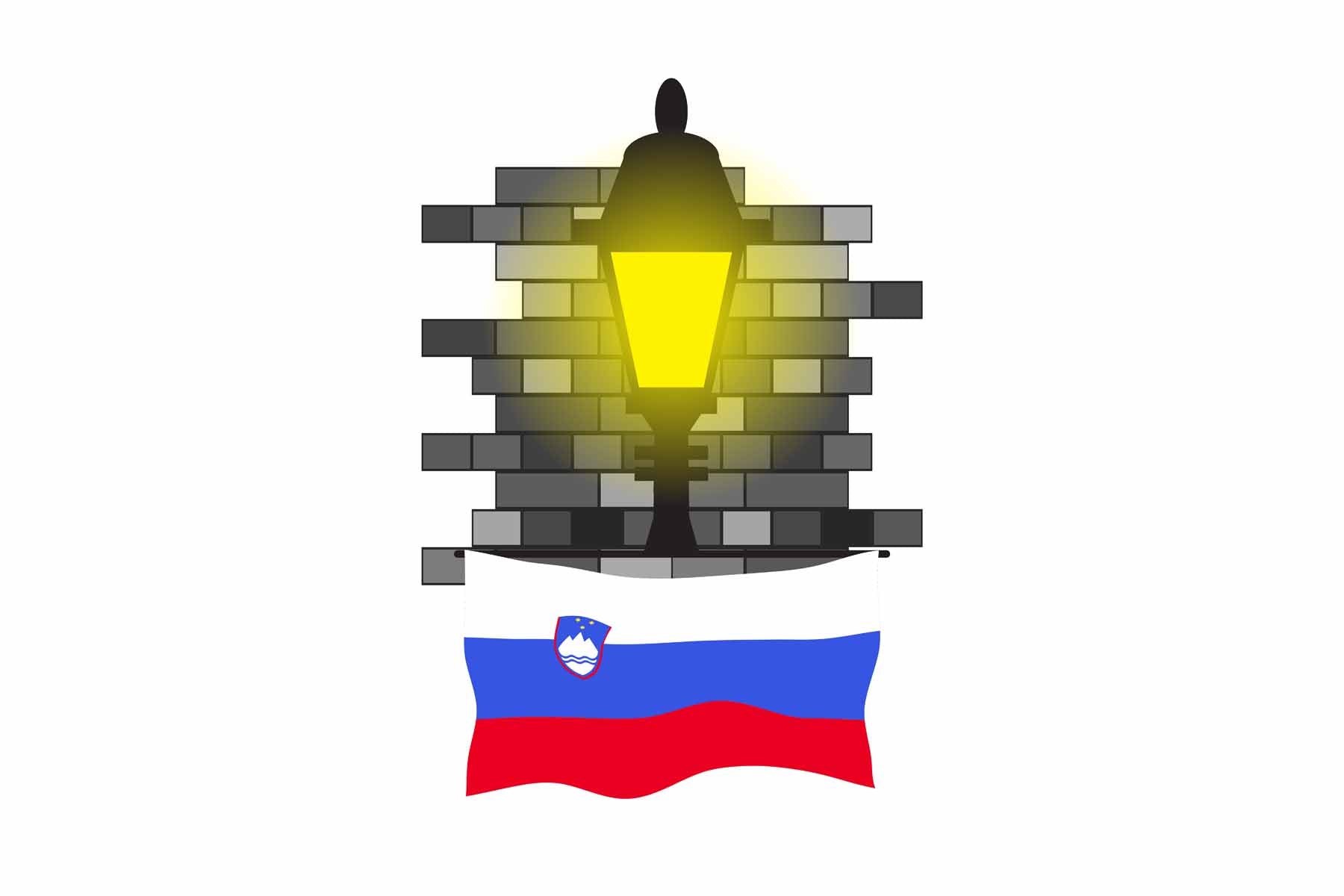 Slovenia Town Street Lamp Bricks Sticker & Magnet