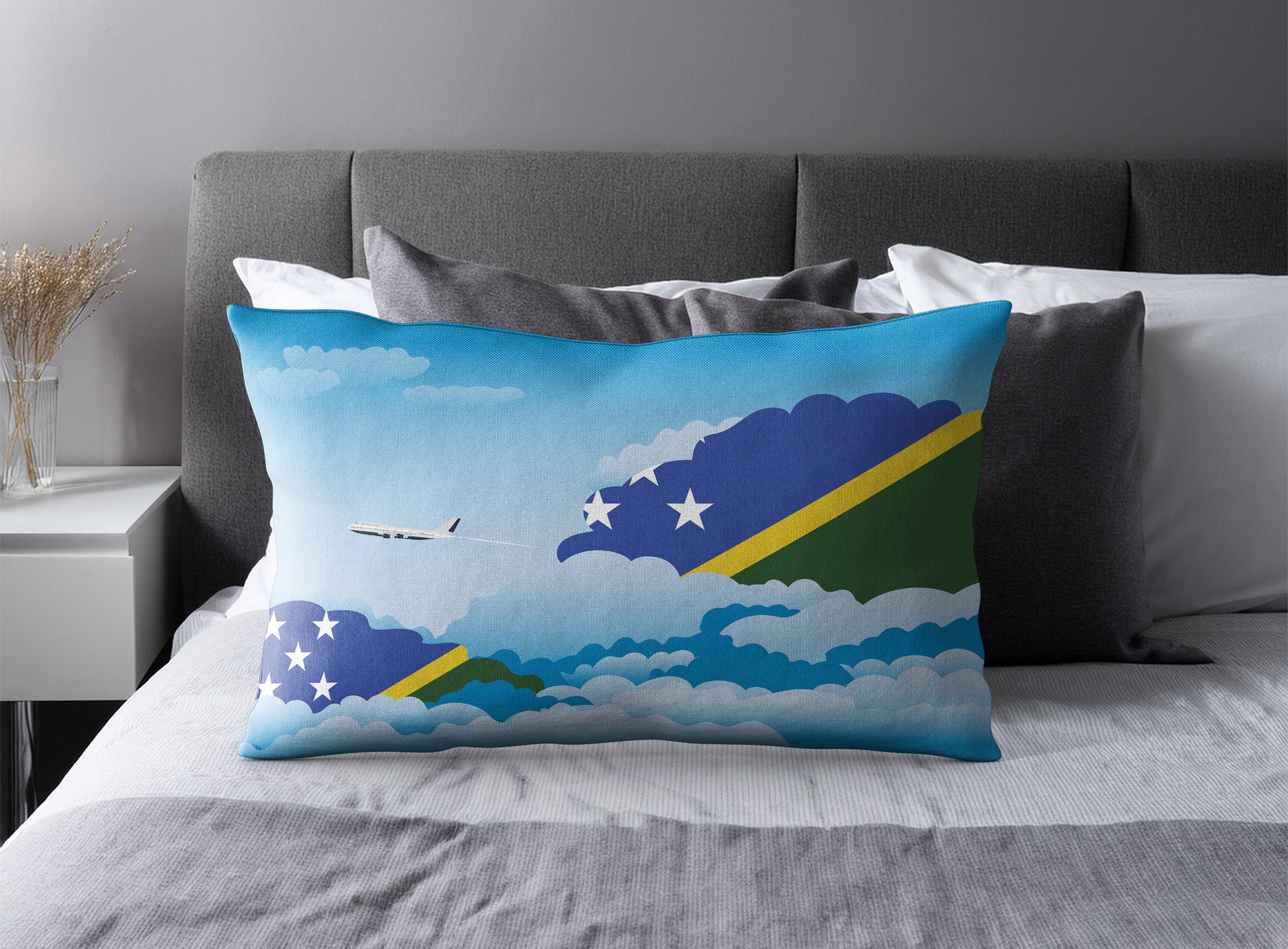 Solomon Islands World Airplane Day Clouds Square & Rectangle Pillow Cases | Aviation Decorative Pillow Covers