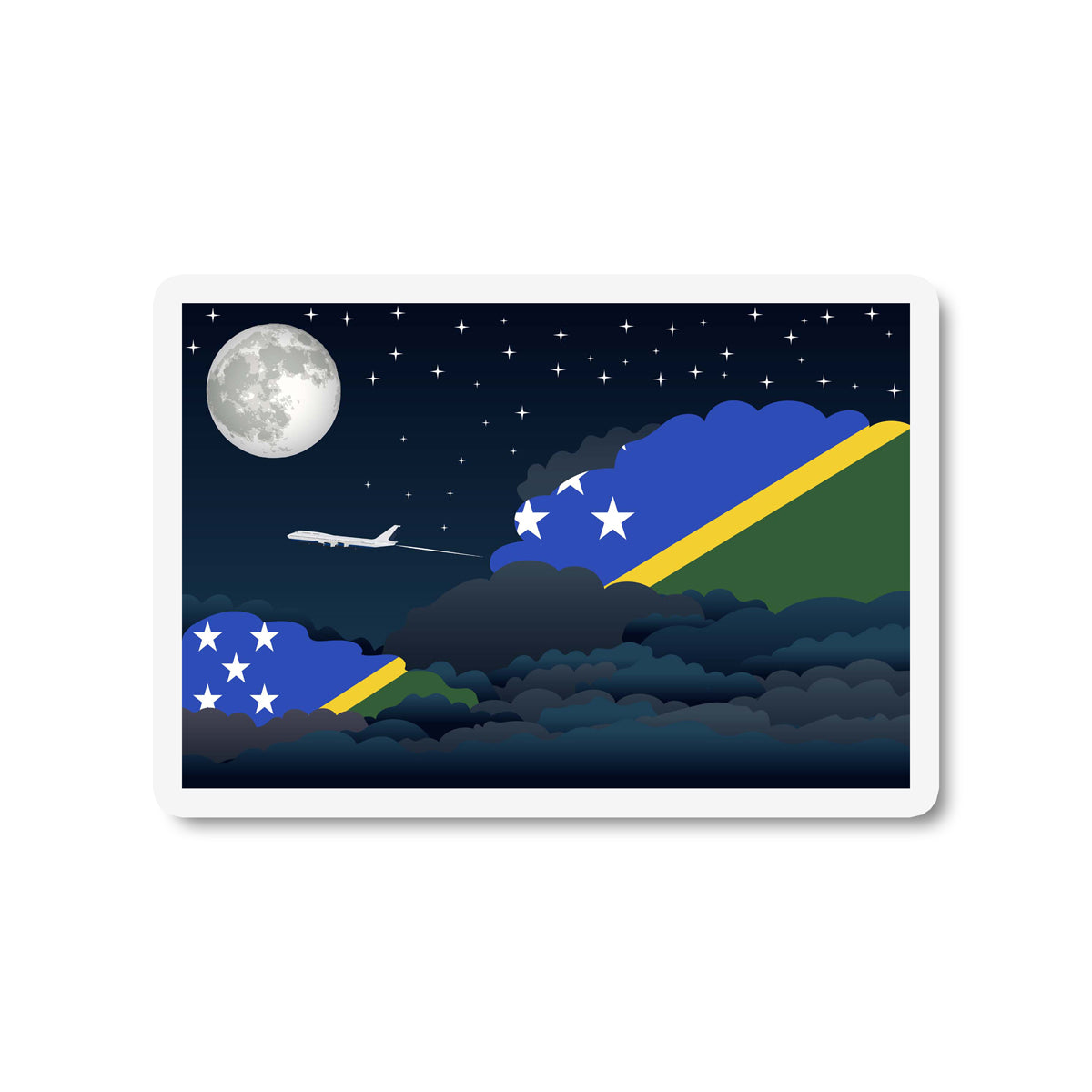 Solomon Islands Airplane Night Clouds Sticker & Magnet