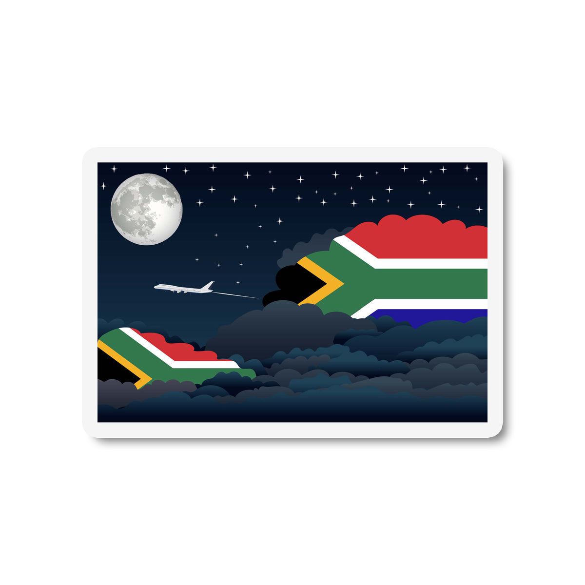 South Africa Airplane Night Clouds Sticker & Magnet