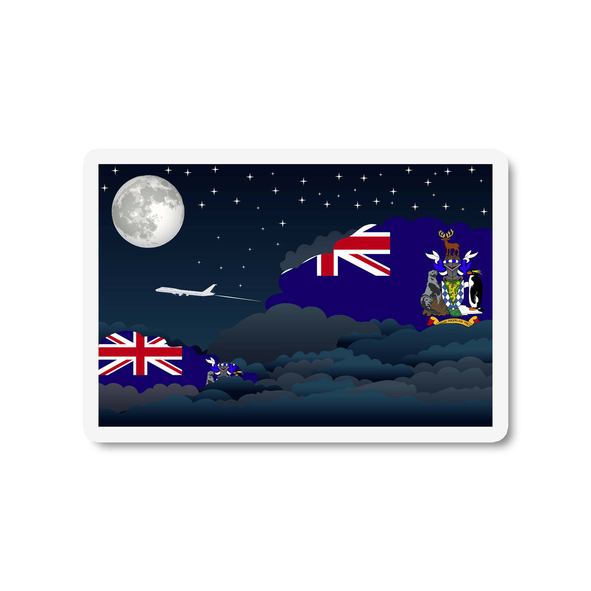 South Georgia and the South Sandwich Islands Airplane Night Clouds Sticker & Magnet