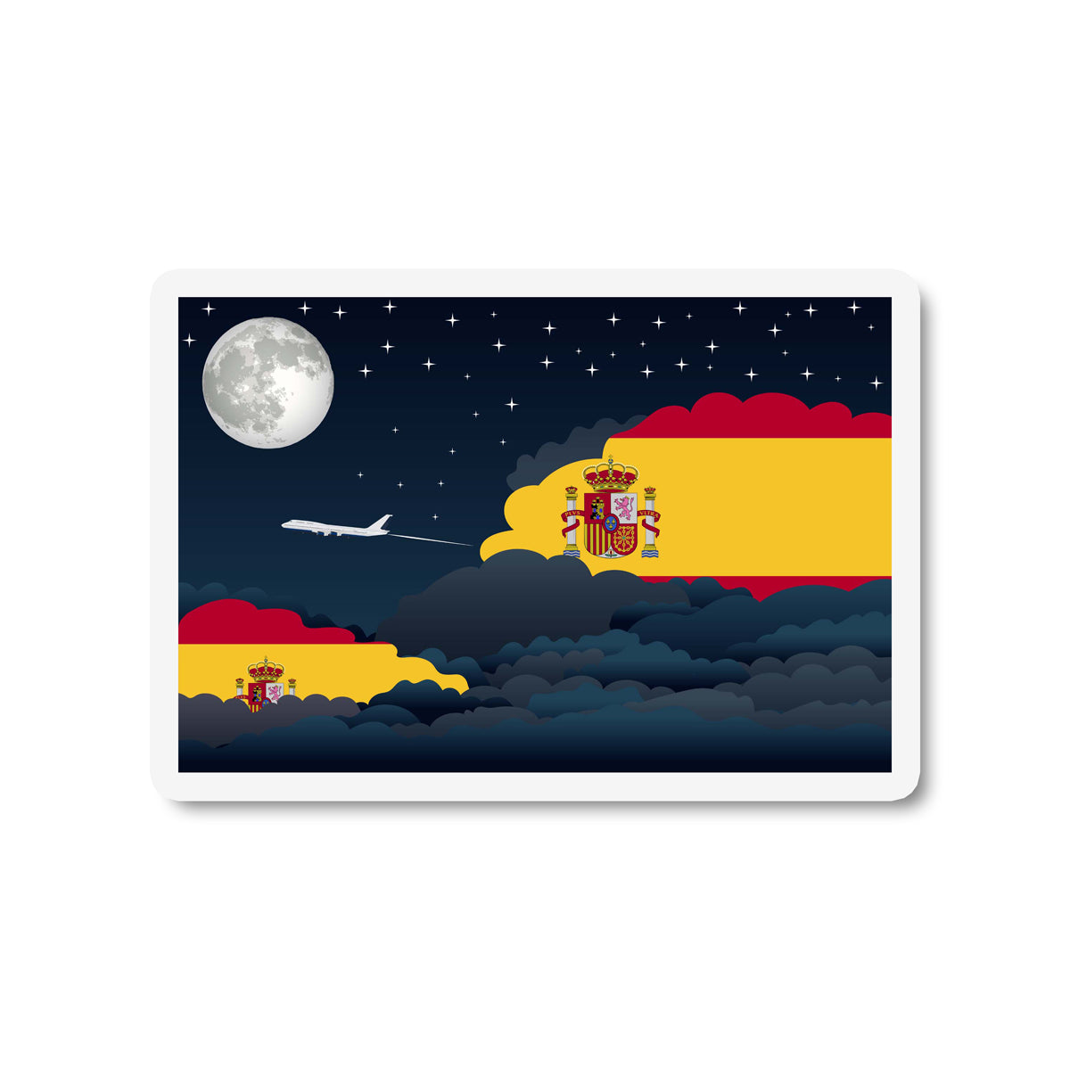 Spain Airplane Night Clouds Sticker & Magnet