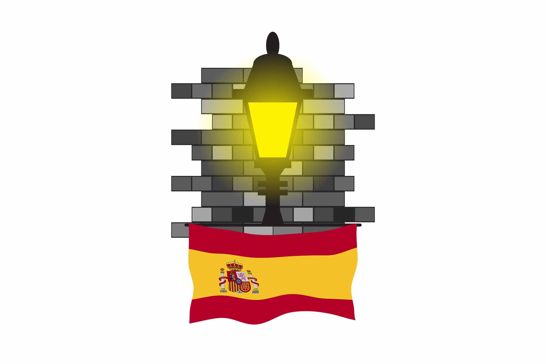 Spain Town Street Lamp Bricks Sticker & Magnet