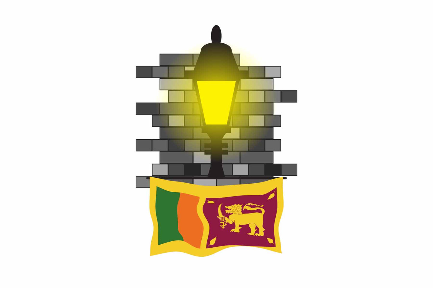 Sri Lanka Town Street Lamp Bricks Sticker & Magnet