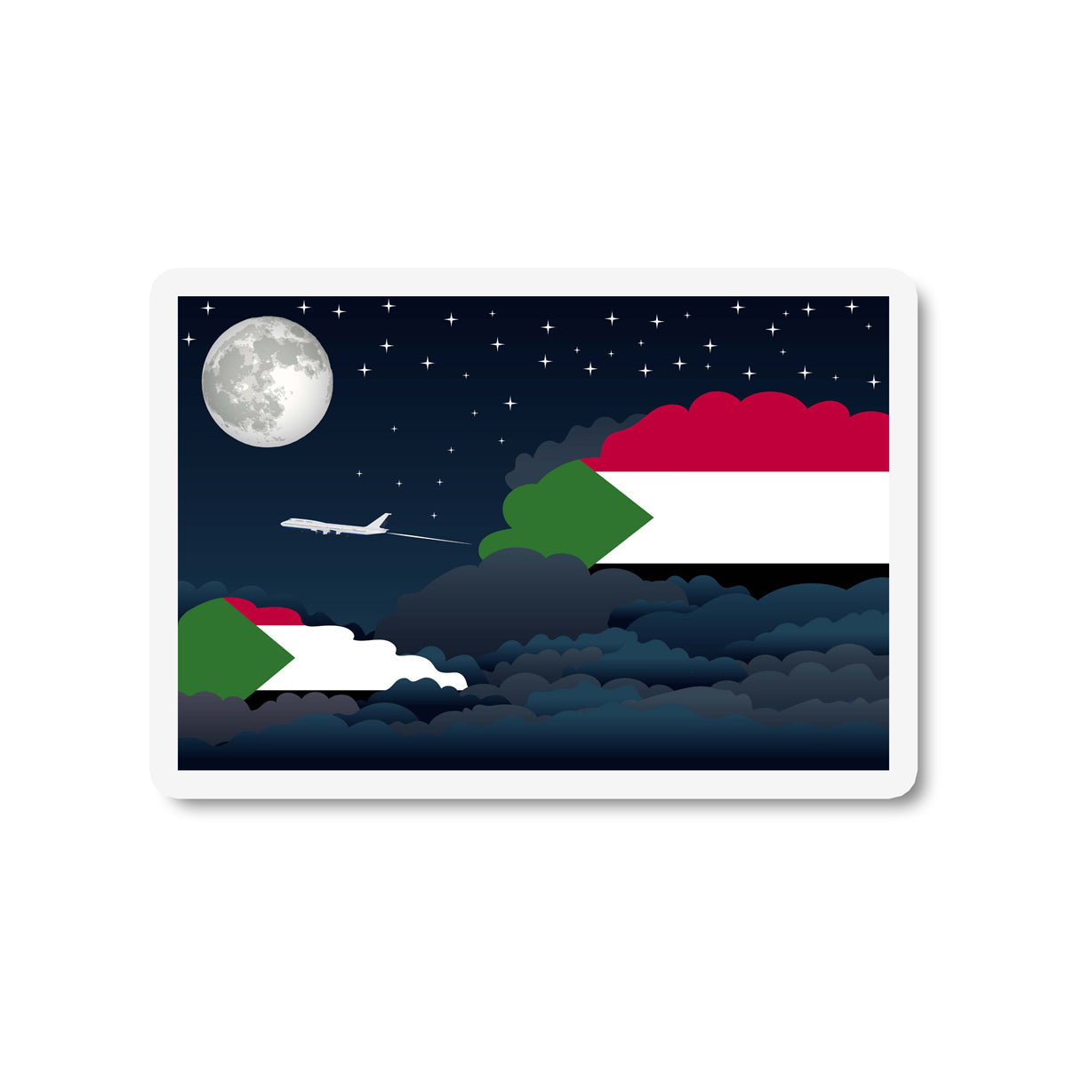 Sudan Airplane Night Clouds Sticker & Magnet