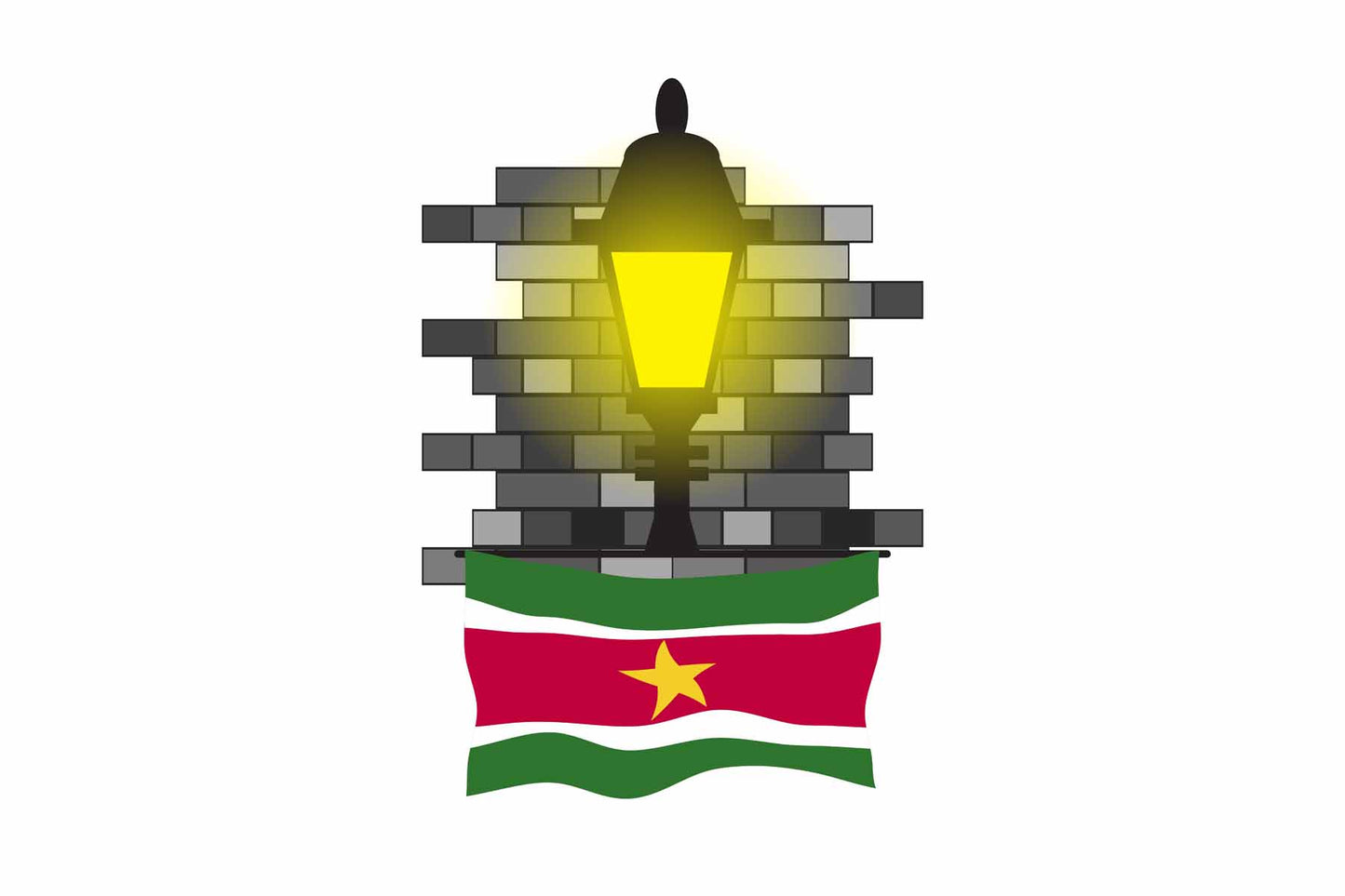 Suriname Town Street Lamp Bricks Sticker & Magnet