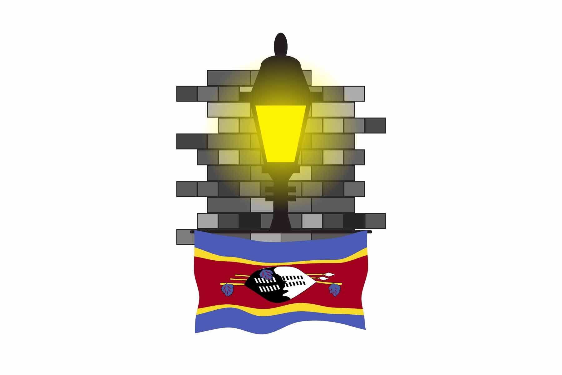 Swaziland Town Street Lamp Bricks Sticker & Magnet