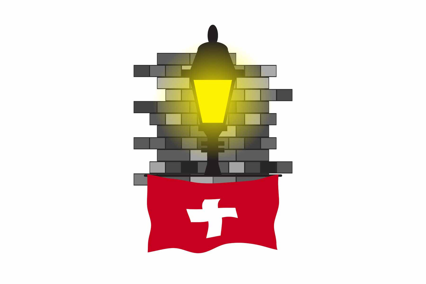 Switzerland Town Street Lamp Bricks Sticker & Magnet