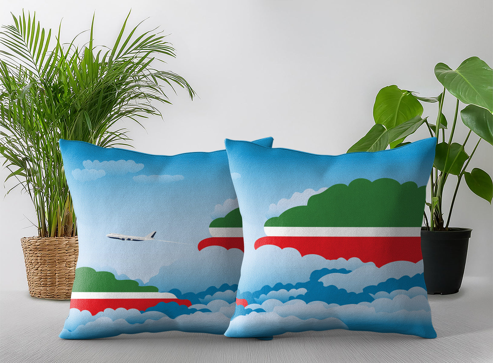 Tatarstan World Airplane Day Clouds Square & Rectangle Pillow Cases | Aviation Decorative Pillow Covers