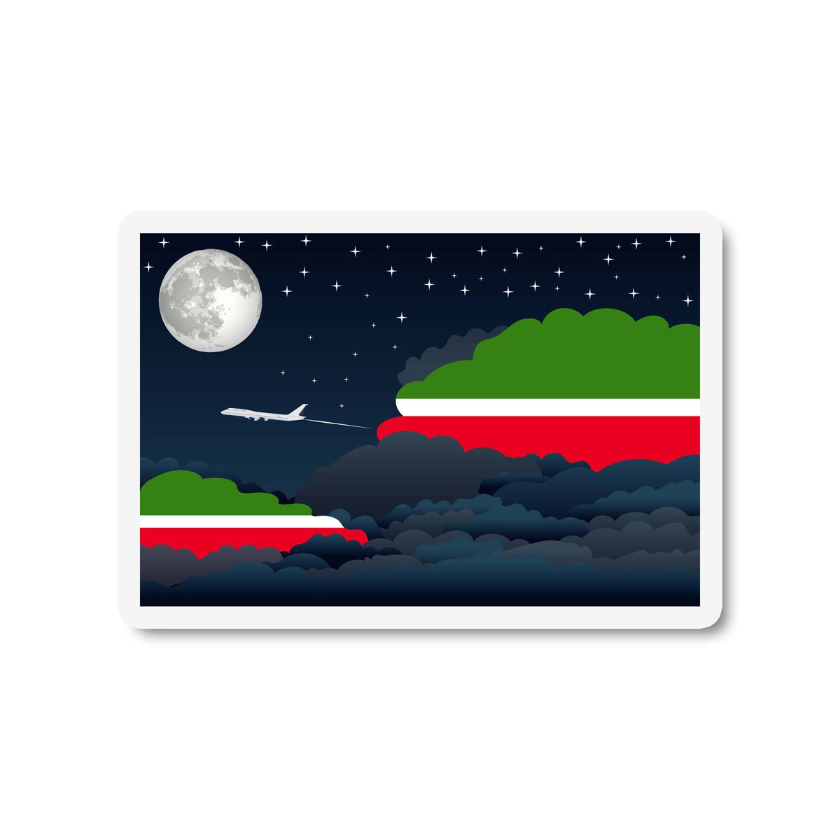 Tatarstan Airplane Night Clouds Sticker & Magnet