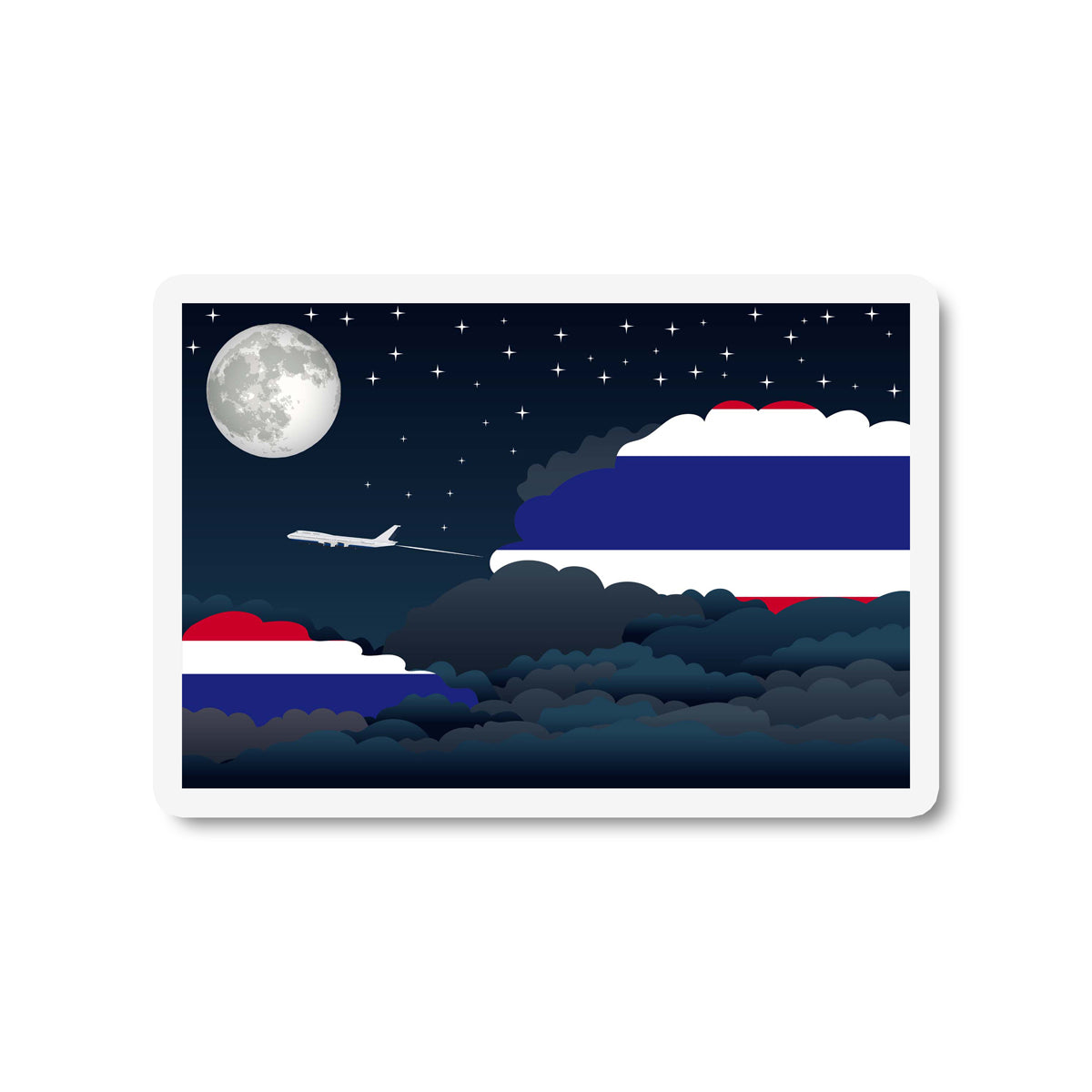 Thailand Airplane Night Clouds Sticker & Magnet