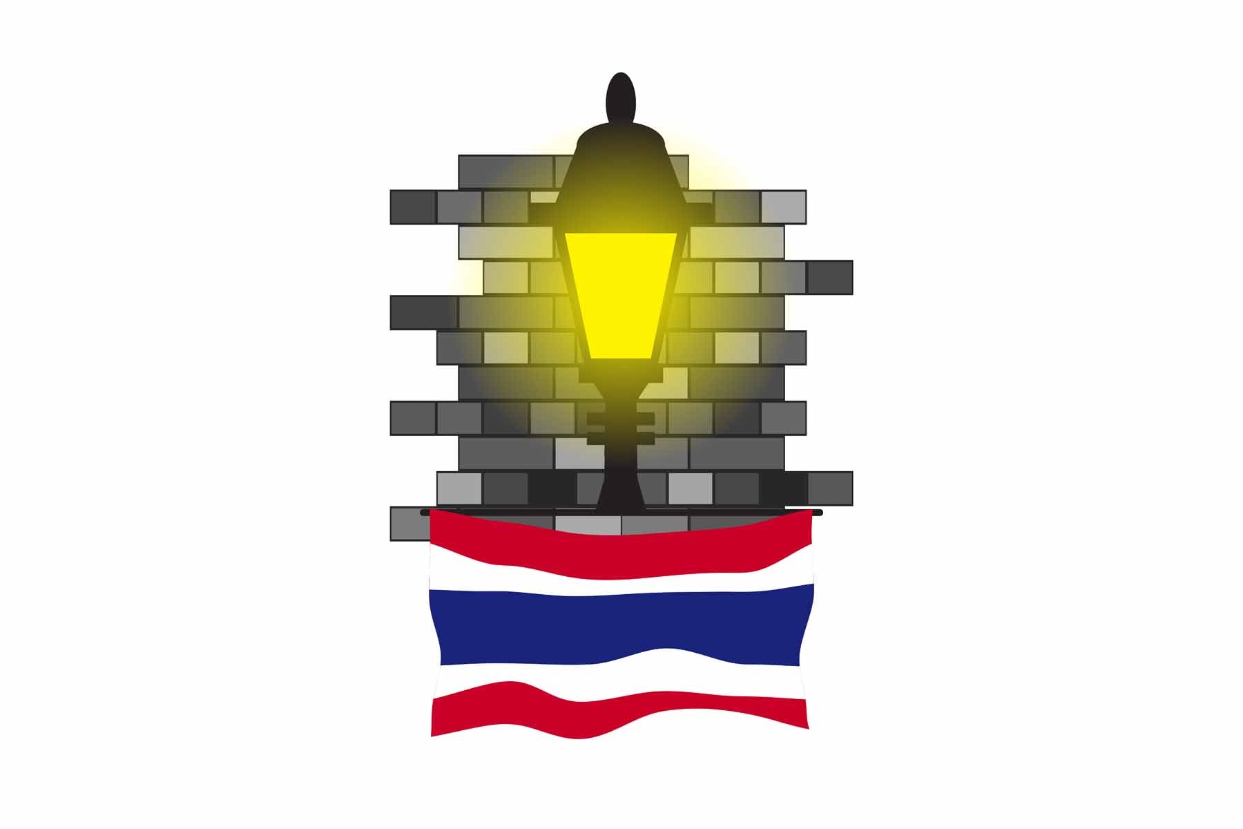Thailand Town Street Lamp Bricks Sticker & Magnet