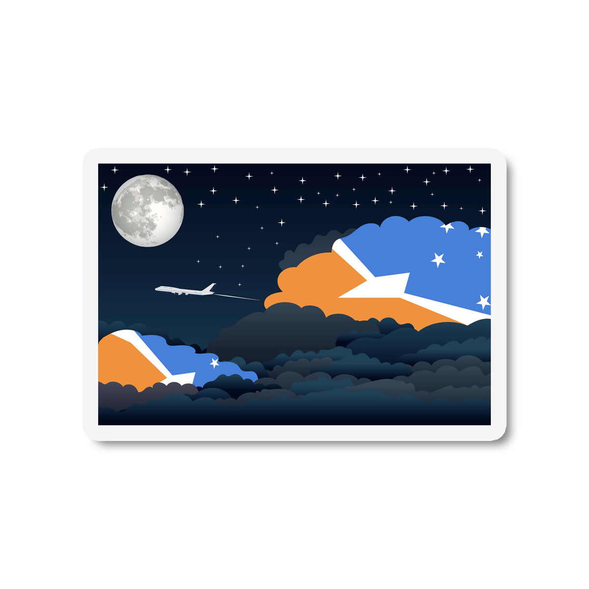 Tierra del Fuego Province  Argentina Airplane Night Clouds Sticker & Magnet
