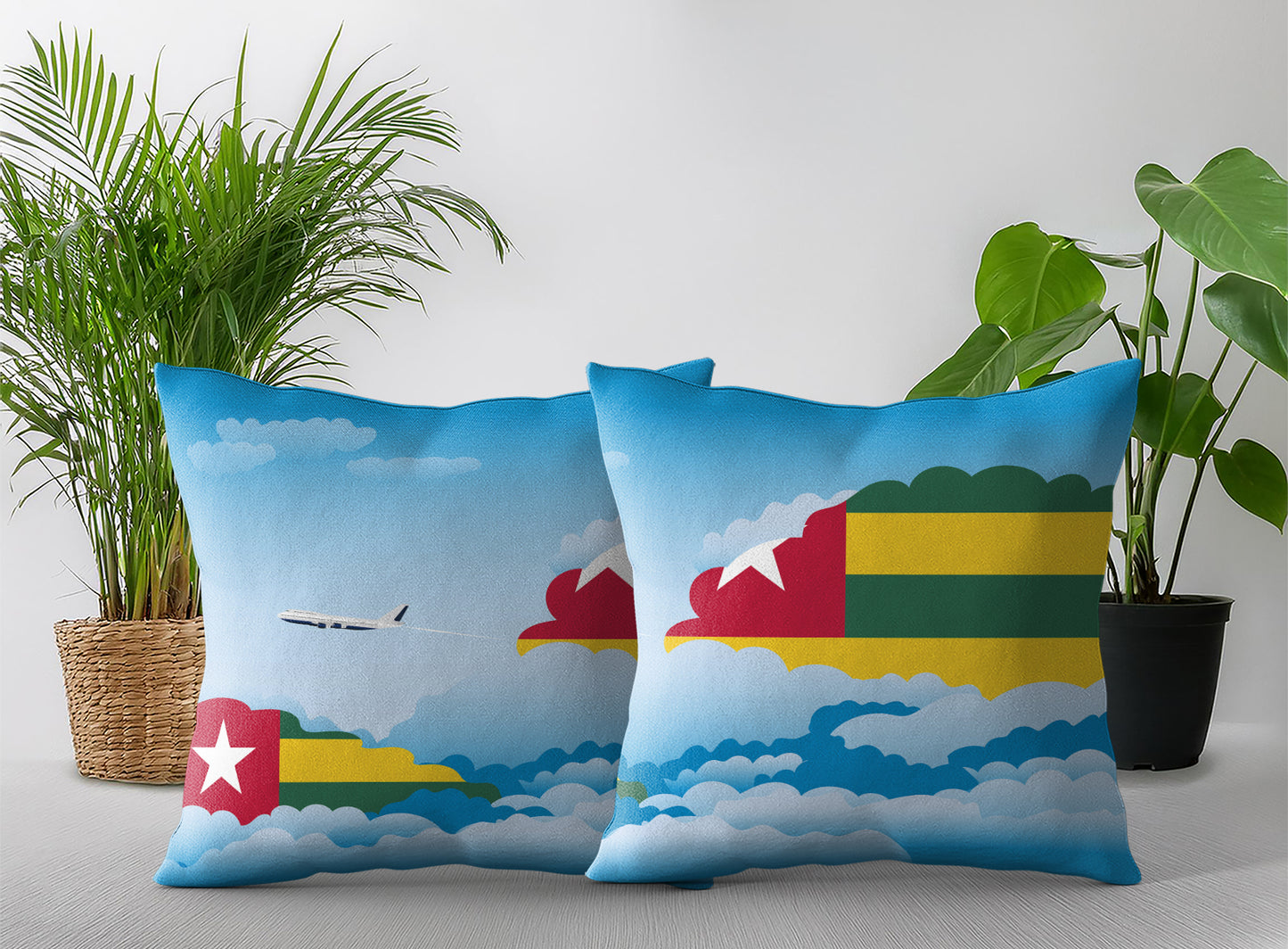 Togo World Airplane Day Clouds Square & Rectangle Pillow Cases | Aviation Decorative Pillow Covers